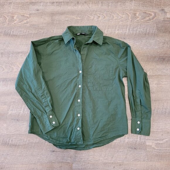 ZARA | Poplin Cotton Button-Up Shirt | Sz. XS - Picture 3 of 8